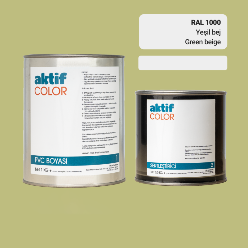 RAL 1000 - Yeşil Bej / Aktif Color Pvc Boyası (Pimapen Boyası) 1,5 Kg / Bej ve Sarı Tonlar