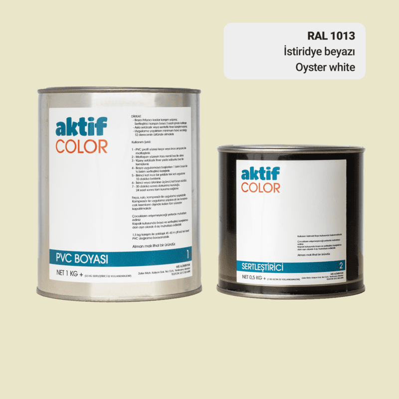 RAL 1013 - Istiridye Beyazı / Aktif Color Pvc Boyası (Pimapen Boyası) 1,5 Kg / Bej ve Sarı Tonlar