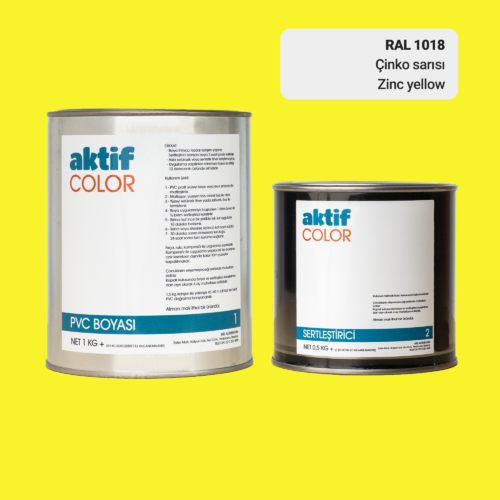 RAL 1018 - Çinko Sarısı / Aktif Color Pvc Boyası (Pimapen Boyası) 1,5 Kg / Bej ve Sarı Tonlar