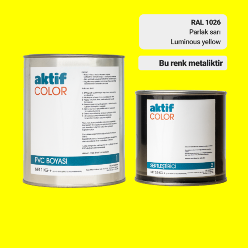 RAL 1026 - Parlak Sarı / Aktif Color Pvc Boyası (Pimapen Boyası) 1,5 Kg / Bej ve Sarı Tonlar