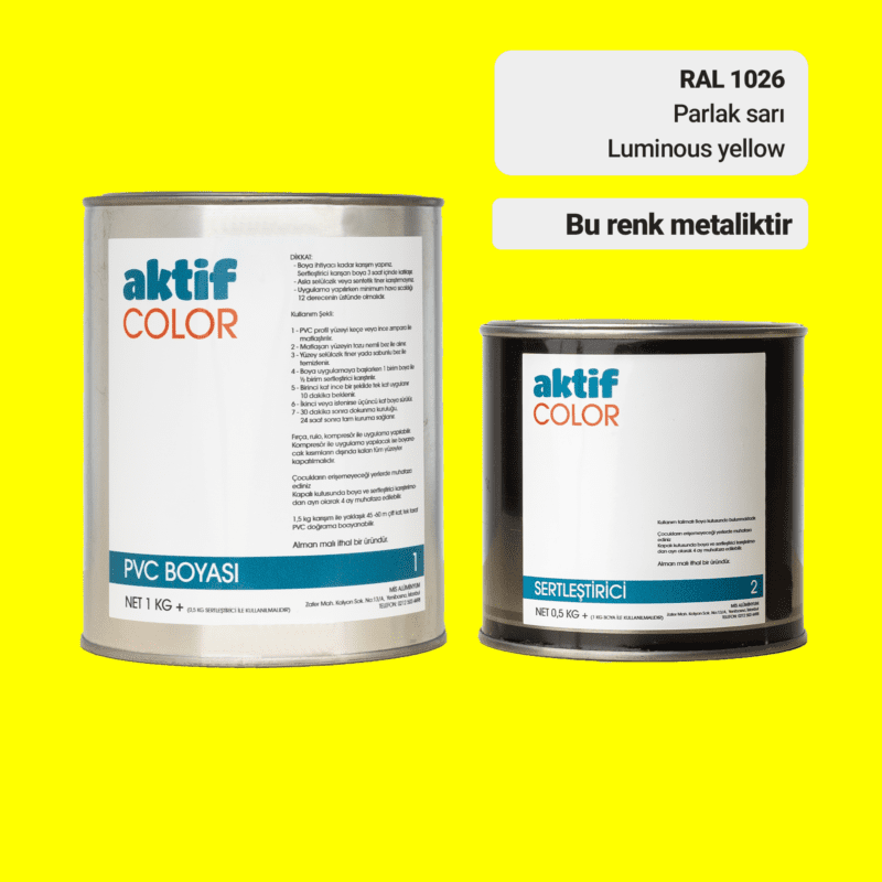 RAL 1026 - Parlak Sarı / Aktif Color Pvc Boyası (Pimapen Boyası) 1,5 Kg / Bej ve Sarı Tonlar