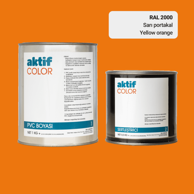RAL 2000 - Sarı Portakal / Aktif Color Pvc Boyası (Pimapen Boyası) 1,5 Kg / Turuncu ve Kırmızı Tonlar