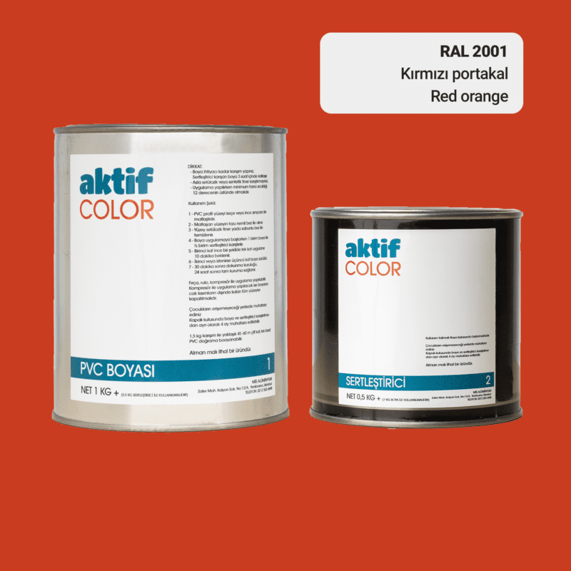 RAL 2001 - Kırmızı Portakal / Aktif Color Pvc Boyası (Pimapen Boyası) 1,5 Kg / Turuncu ve Kırmızı Tonlar