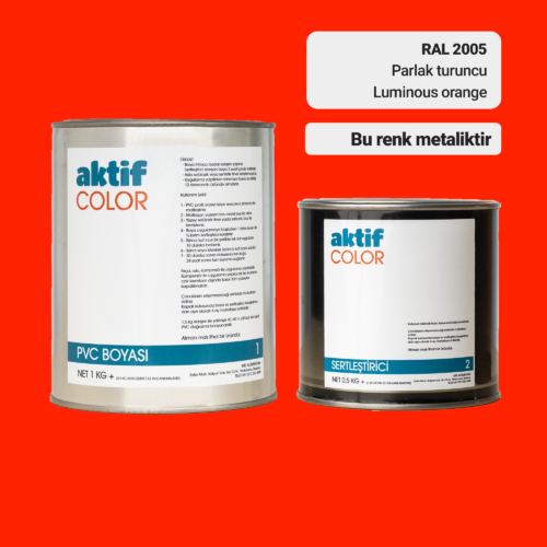 RAL 2005 - Parlak Turuncu / Aktif Color Pvc Boyası (Pimapen Boyası) 1,5 Kg / Turuncu ve Kırmızı Tonlar