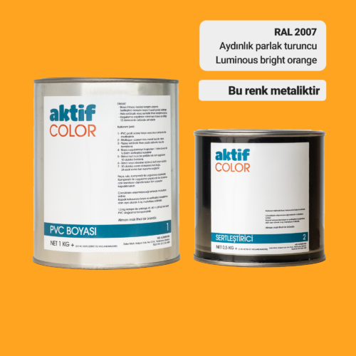 RAL 2007 - Aydınlık Parlak Turuncu / Aktif Color Pvc Boyası (Pimapen Boyası) 1,5 Kg / Turuncu ve Kırmızı Tonlar