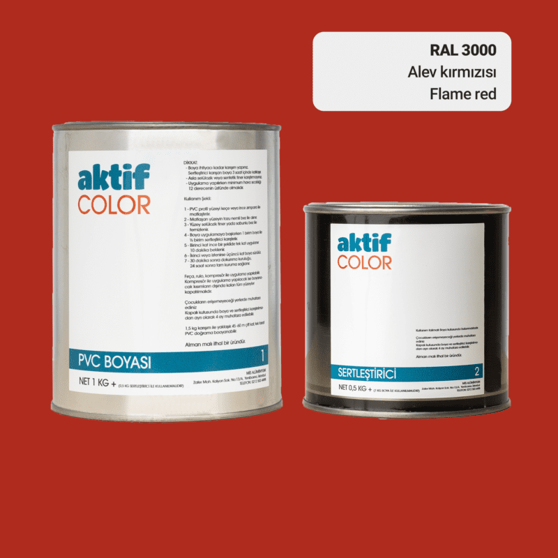 RAL 3000 - Alev Kırmızısı / Aktif Color Pvc Boyası (Pimapen Boyası) 1,5 Kg / Turuncu ve Kırmızı Tonlar
