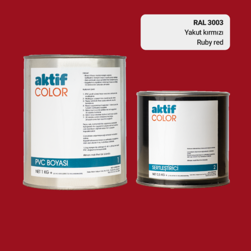 RAL 3003 - Yakut Kırmızı / Aktif Color Pvc Boyası (Pimapen Boyası) 1,5 Kg / Turuncu ve Kırmızı Tonlar