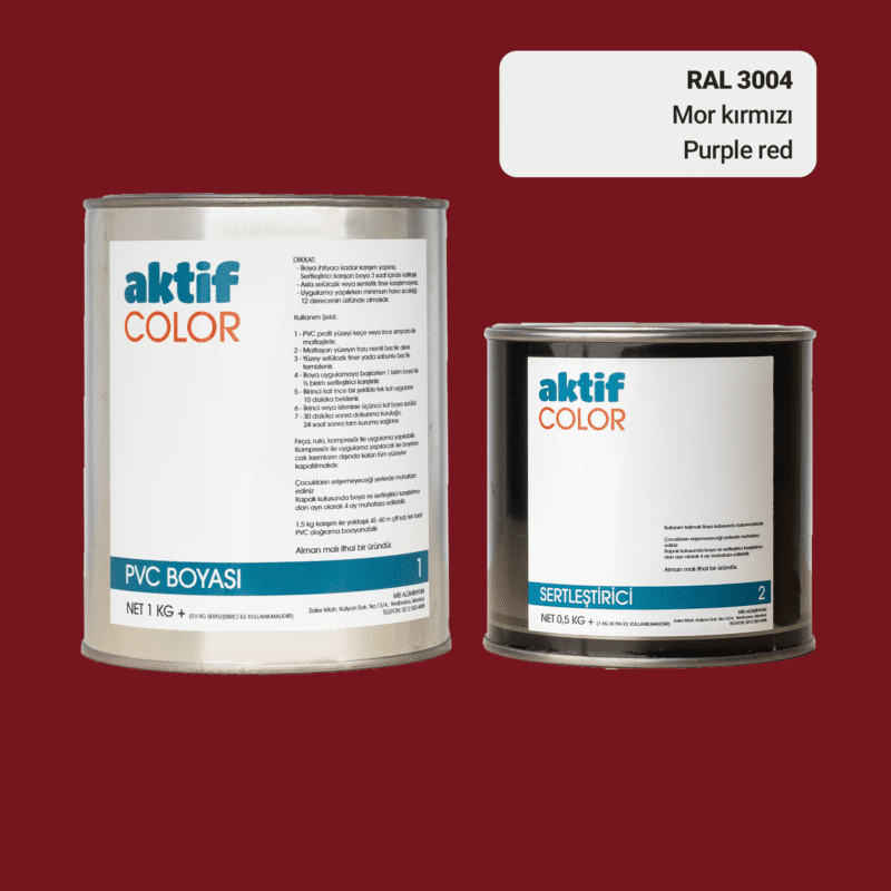 RAL 3004 - Mor Kırmızı / Aktif Color Pvc Boyası (Pimapen Boyası) 1,5 Kg / Turuncu ve Kırmızı Tonlar