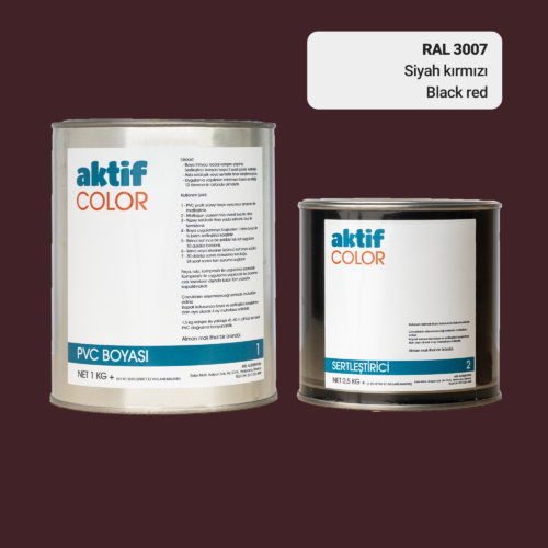 RAL 3007 - Siyah Kırmızı / Aktif Color Pvc Boyası (Pimapen Boyası) 1,5 Kg / Turuncu ve Kırmızı Tonlar