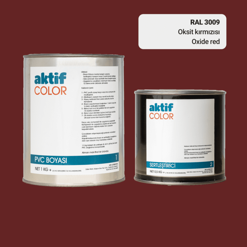 RAL 3009 - Oksit Kırmızısı / Aktif Color Pvc Boyası (Pimapen Boyası) 1,5 Kg / Turuncu ve Kırmızı Tonlar