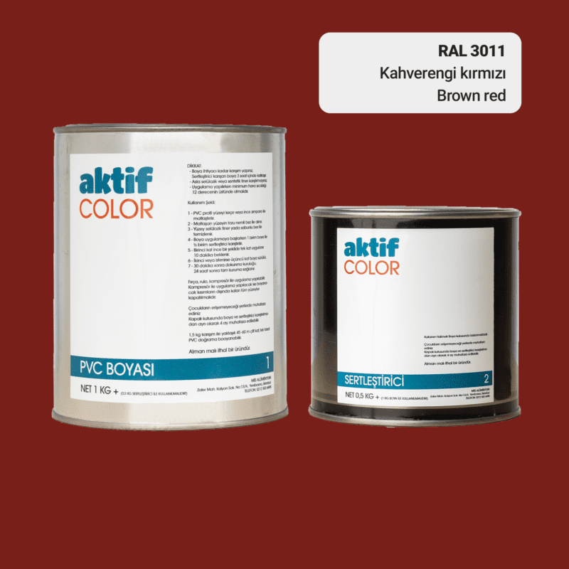 RAL 3011 - Kahverengi Kırmızı / Aktif Color Pvc Boyası (Pimapen Boyası) 1,5 Kg / Turuncu ve Kırmızı Tonlar