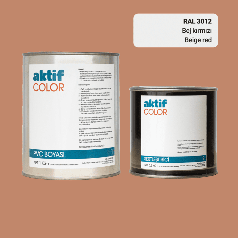 RAL 3012 - Bej Kırmızı / Aktif Color Pvc Boyası (Pimapen Boyası) 1,5 Kg / Turuncu ve Kırmızı Tonlar