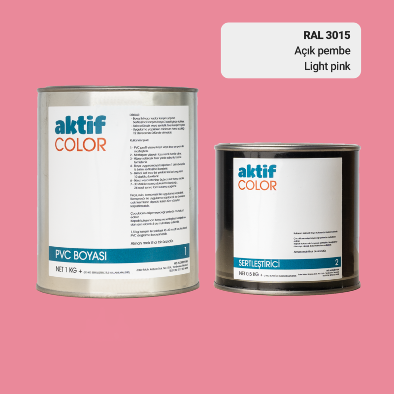 RAL 3015 - Açık Pembe / Aktif Color Pvc Boyası (Pimapen Boyası) 1,5 Kg / Turuncu ve Kırmızı Tonlar