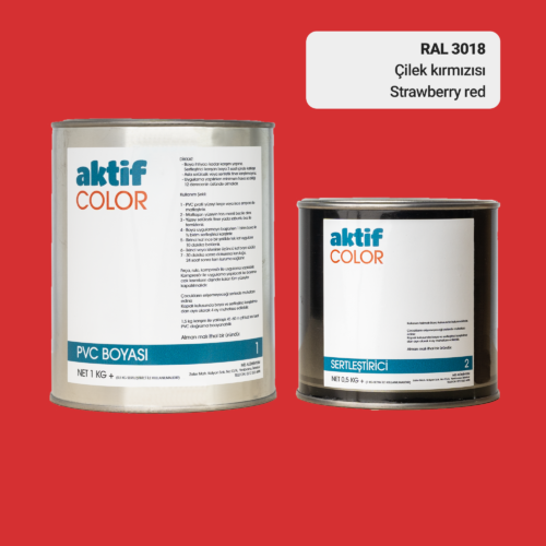 RAL 3018 - Çilek Kırmızısı / Aktif Color Pvc Boyası (Pimapen Boyası) 1,5 Kg / Turuncu ve Kırmızı Tonlar