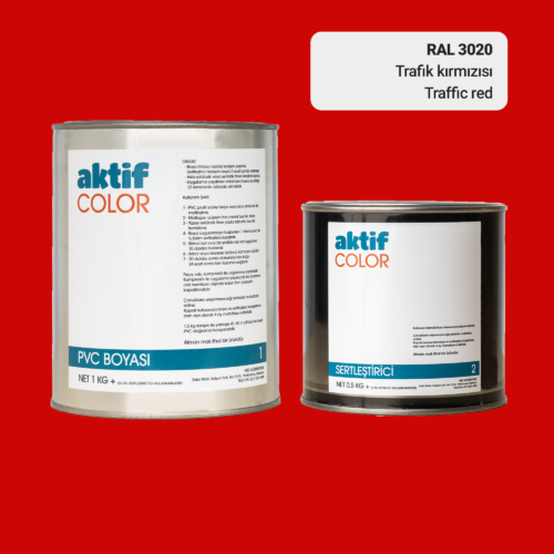 RAL 3020 - Trafik Kırmızısı / Aktif Color Pvc Boyası (Pimapen Boyası) 1,5 Kg / Turuncu ve Kırmızı Tonlar