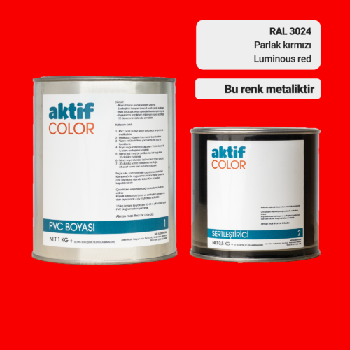RAL 3024 - Parlak Kırmızı / Aktif Color Pvc Boyası (Pimapen Boyası) 1,5 Kg / Turuncu ve Kırmızı Tonlar