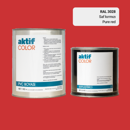 RAL 3028 - Saf Kırmızı / Aktif Color Pvc Boyası (Pimapen Boyası) 1,5 Kg / Turuncu ve Kırmızı Tonlar