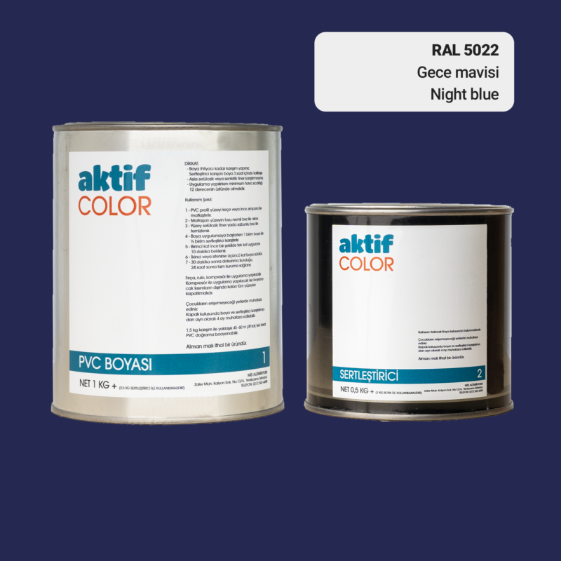 RAL 5022 - Gece Mavisi / Aktif Color Pvc Boyası (Pimapen Boyası) 1,5 Kg / Mor, Eflatun ve Mavi Tonlar