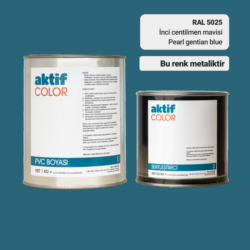 RAL 5025 - İnci Centilmen Mavisi / Aktif Color Pvc Boyası (Pimapen Boyası) 1,5 Kg / Mor, Eflatun ve Mavi Tonlar