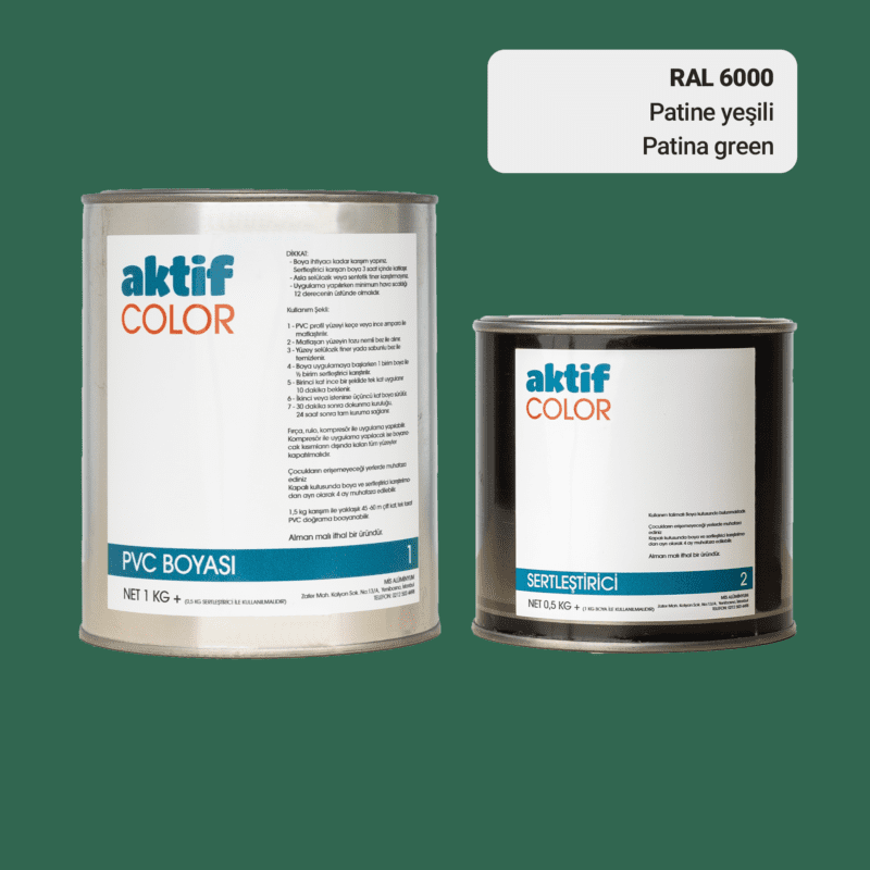 RAL 6000 - Patine Yeşili / Aktif Color Pvc Boyası (Pimapen Boyası) 1,5 Kg / Yeşil Tonlar
