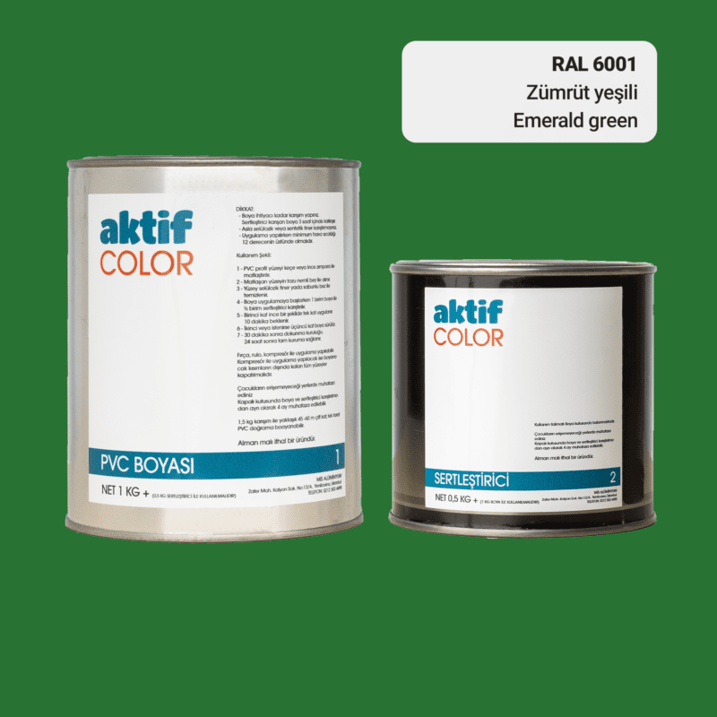 RAL 6001 - Zümrüt Yeşili / Aktif Color Pvc Boyası (Pimapen Boyası) 1,5 Kg / Yeşil Tonlar