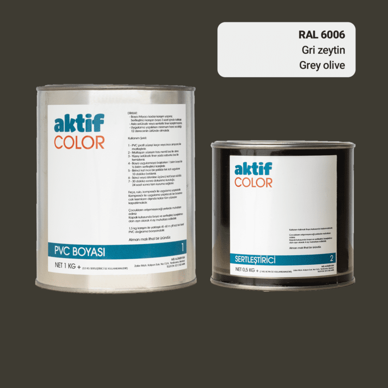 RAL 6006 - Gri Zeytin / Aktif Color Pvc Boyası (Pimapen Boyası) 1,5 Kg / Yeşil Tonlar