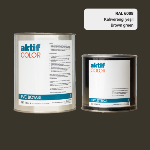 RAL 6008 - Kahverengi Yeşil / Aktif Color Pvc Boyası (Pimapen Boyası) 1,5 Kg / Yeşil Tonlar