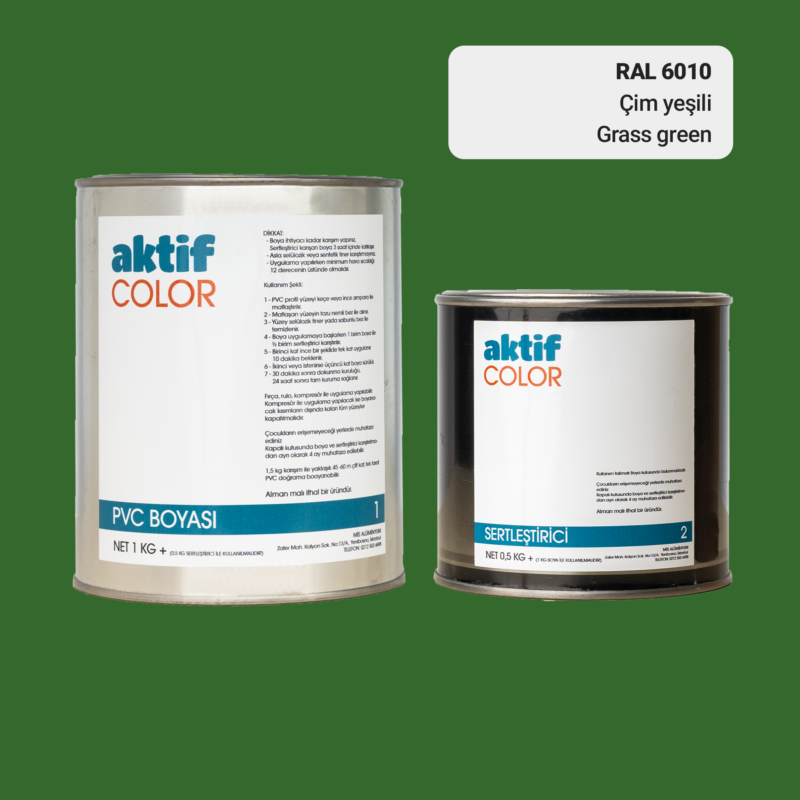 RAL 6010 - Çim Yeşili / Aktif Color Pvc Boyası (Pimapen Boyası) 1,5 Kg / Yeşil Tonlar