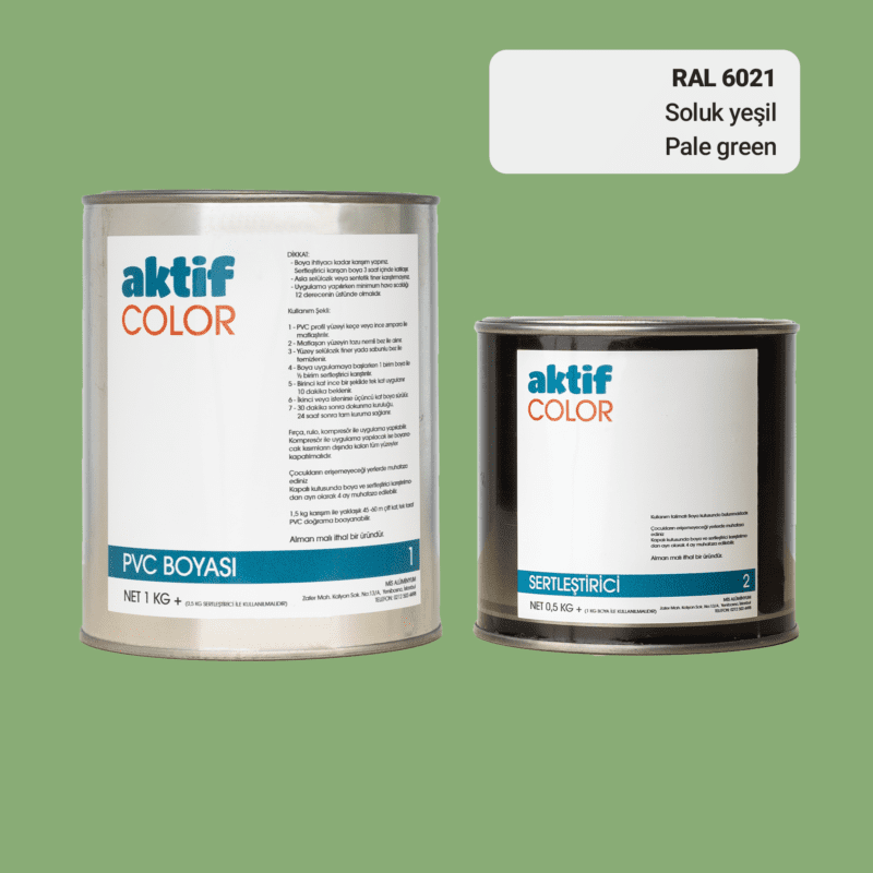 RAL 6021 - Soluk Yeşil / Aktif Color Pvc Boyası (Pimapen Boyası) 1,5 Kg / Yeşil Tonlar