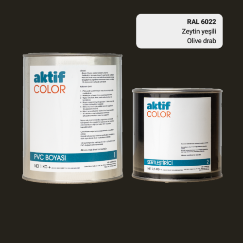 RAL 6022 - Zeytin Yeşili / Aktif Color Pvc Boyası (Pimapen Boyası) 1,5 Kg / Yeşil Tonlar