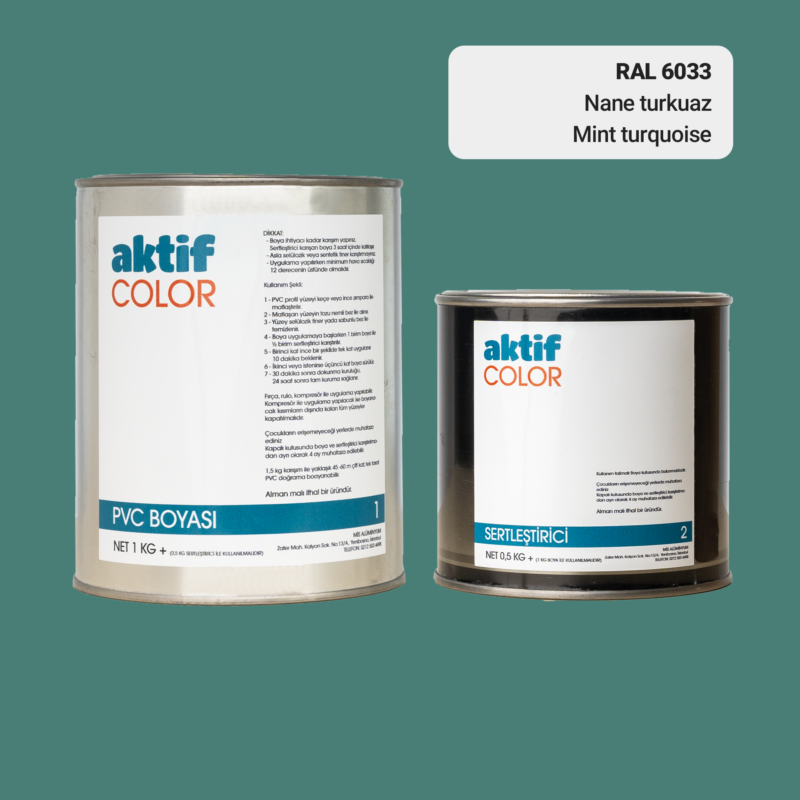 RAL 6033 - Nane Turkuaz / Aktif Color Pvc Boyası (Pimapen Boyası) 1,5 Kg / Yeşil Tonlar