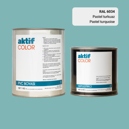 RAL 6034 - Pastel Turkuaz / Aktif Color Pvc Boyası (Pimapen Boyası) 1,5 Kg / Yeşil Tonlar