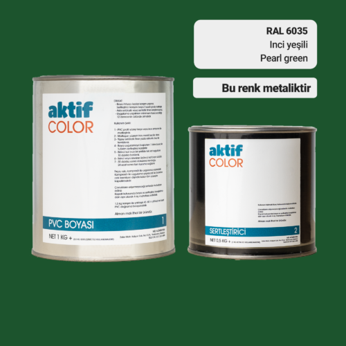 RAL 6035 - Inci Yeşili / Aktif Color Pvc Boyası (Pimapen Boyası) 1,5 Kg / Yeşil Tonlar
