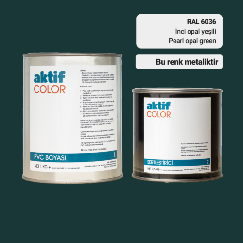 RAL 6036 - İnci Opal Yeşili / Aktif Color Pvc Boyası (Pimapen Boyası) 1,5 Kg / Yeşil Tonlar