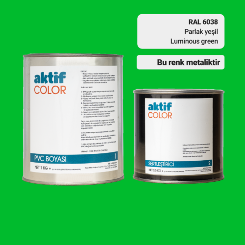 RAL 6038 - Parlak Yeşil / Aktif Color Pvc Boyası (Pimapen Boyası) 1,5 Kg / Yeşil Tonlar