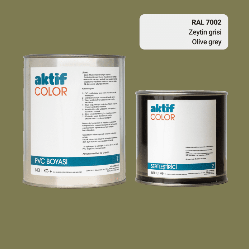 RAL 7002 - Zeytin Grisi / Aktif Color Pvc Boyası (Pimapen Boyası) 1,5 Kg / Gri Tonlar