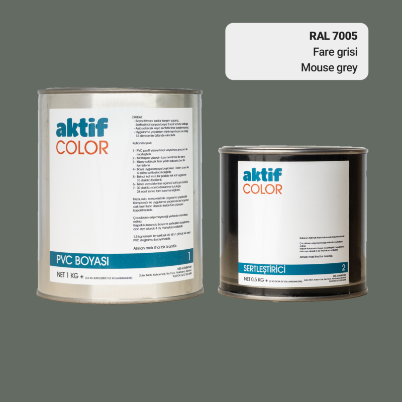 RAL 7005 - Fare Grisi / Aktif Color Pvc Boyası (Pimapen Boyası) 1,5 Kg / Gri Tonlar