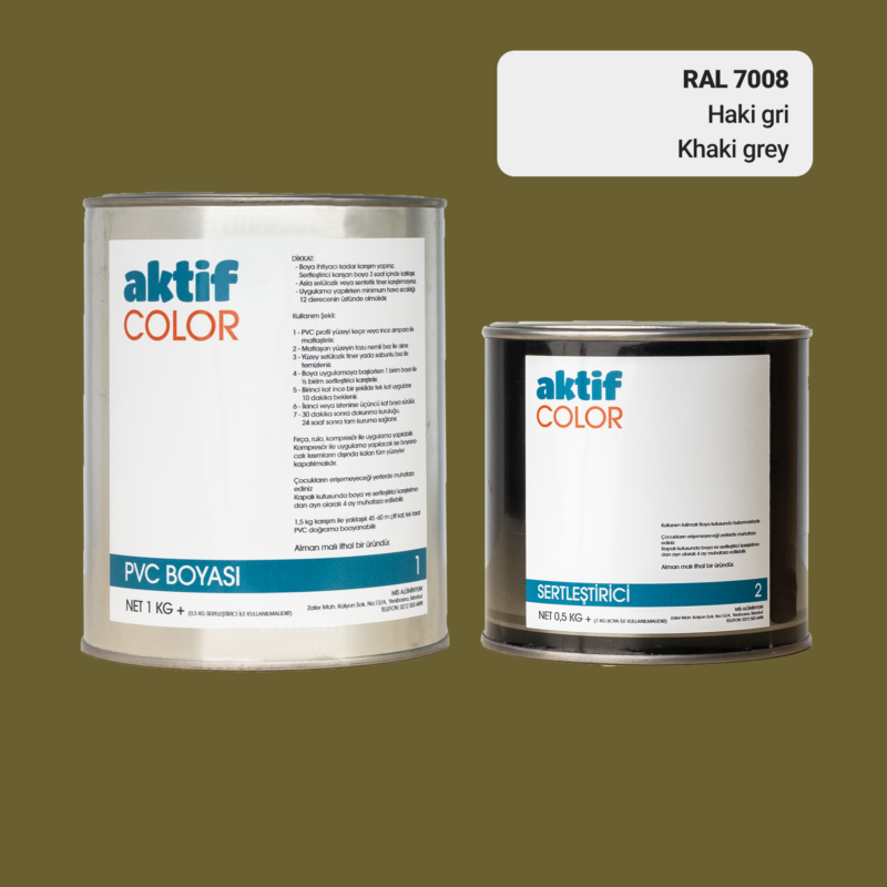 RAL 7008 - Haki Gri / Aktif Color Pvc Boyası (Pimapen Boyası) 1,5 Kg / Gri Tonlar