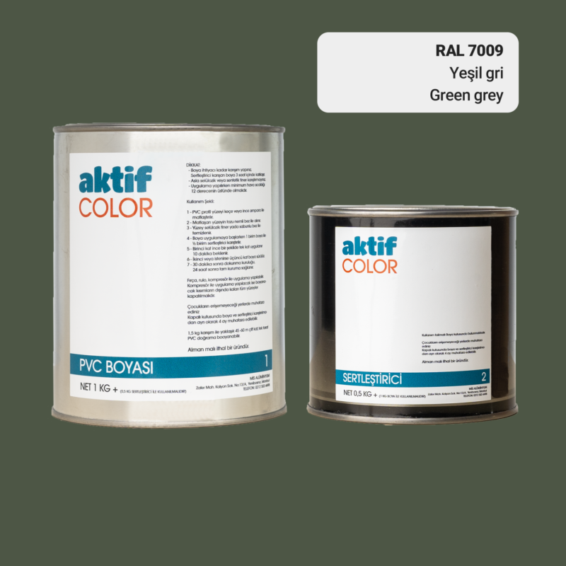 RAL 7009 - Yeşil Gri / Aktif Color Pvc Boyası (Pimapen Boyası) 1,5 Kg / Gri Tonlar