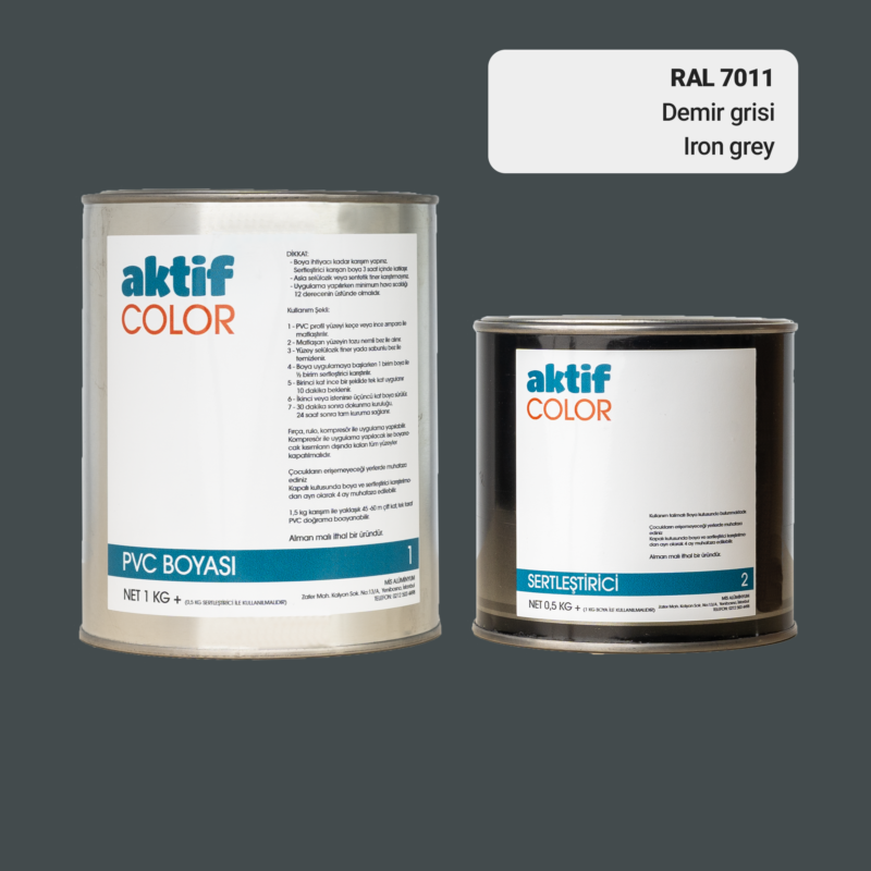RAL 7011 - Demir Grisi / Aktif Color Pvc Boyası (Pimapen Boyası) 1,5 Kg / Gri Tonlar