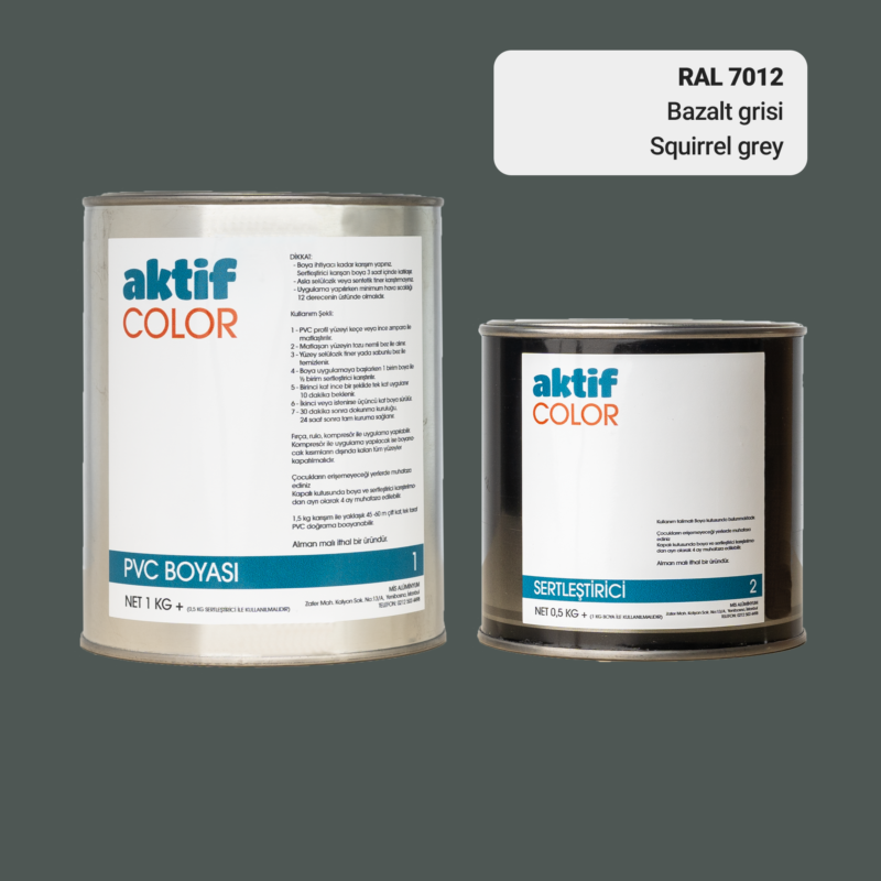 RAL 7012 - Bazalt Grisi / Aktif Color Pvc Boyası (Pimapen Boyası) 1,5 Kg / Gri Tonlar