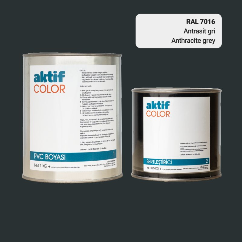 RAL 7016 - Antrasit Gri / Aktif Color Pvc Boyası (Pimapen Boyası) 1,5 Kg / Gri Tonlar