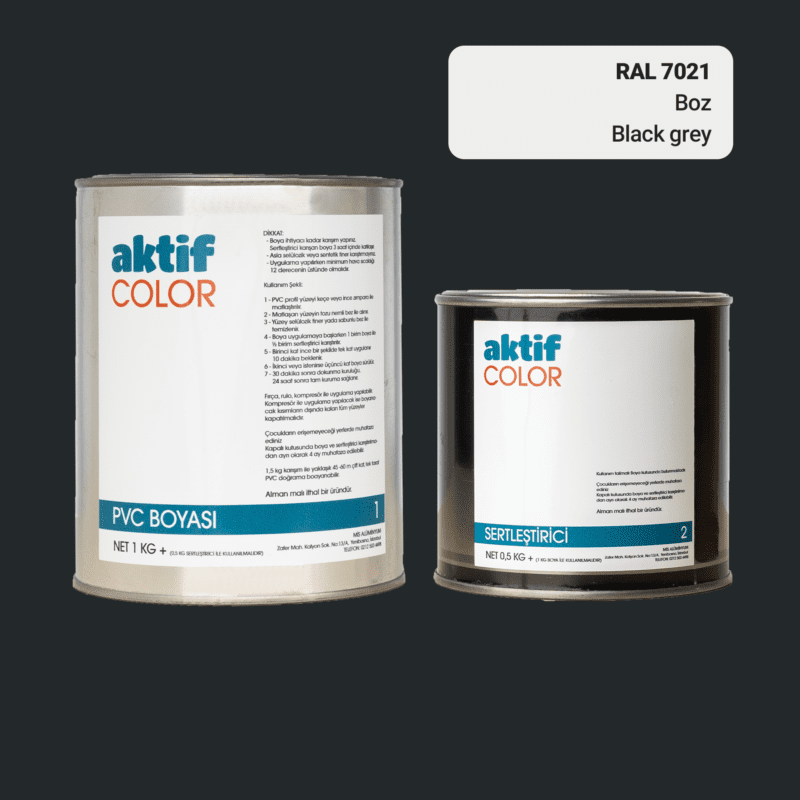 RAL 7021 - Boz / Aktif Color Pvc Boyası (Pimapen Boyası) 1,5 Kg / Gri Tonlar