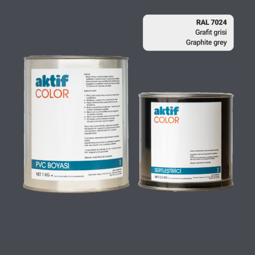 RAL 7024 - Grafit Grisi / Aktif Color Pvc Boyası (Pimapen Boyası) 1,5 Kg / Gri Tonlar