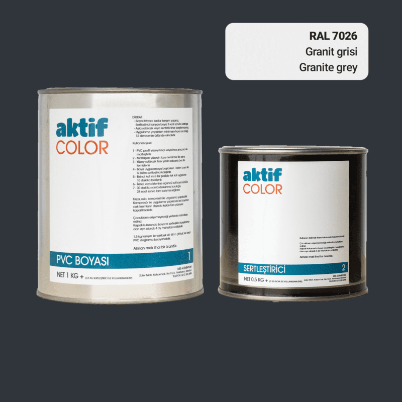 RAL 7026 - Granit Grisi / Aktif Color Pvc Boyası (Pimapen Boyası) 1,5 Kg / Gri Tonlar