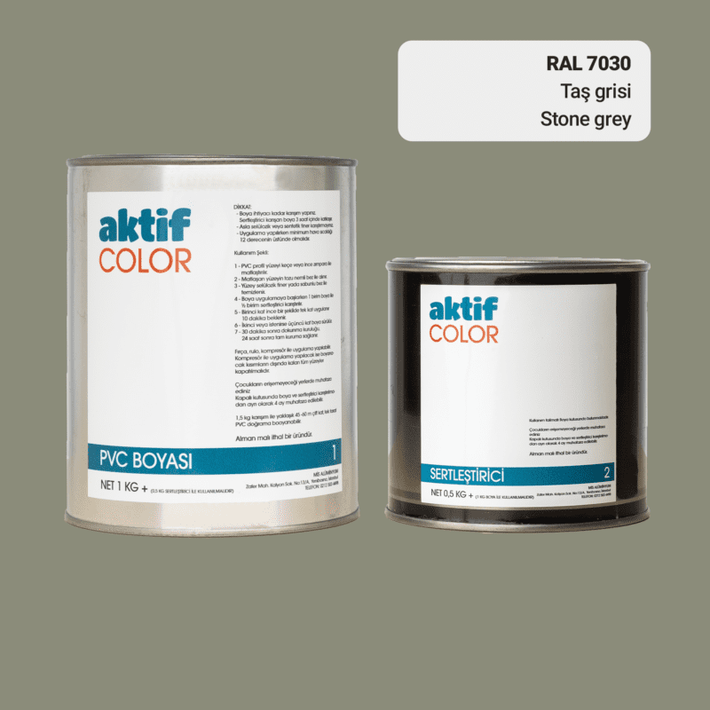 RAL 7030 - Taş Grisi / Aktif Color Pvc Boyası (Pimapen Boyası) 1,5 Kg / Gri Tonlar