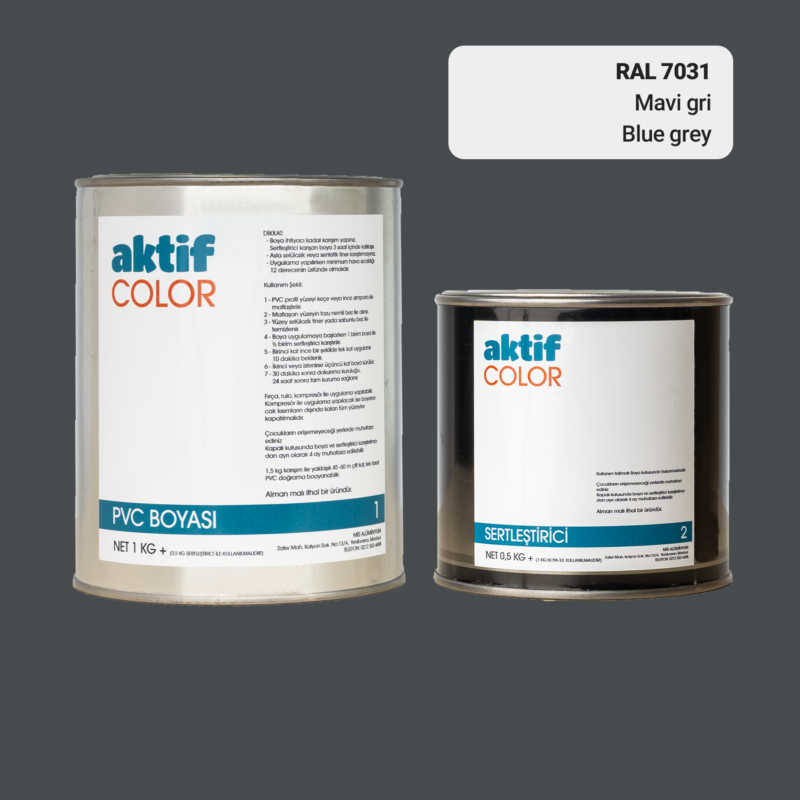 RAL 7031 - Mavi Gri / Aktif Color Pvc Boyası (Pimapen Boyası) 1,5 Kg / Gri Tonlar