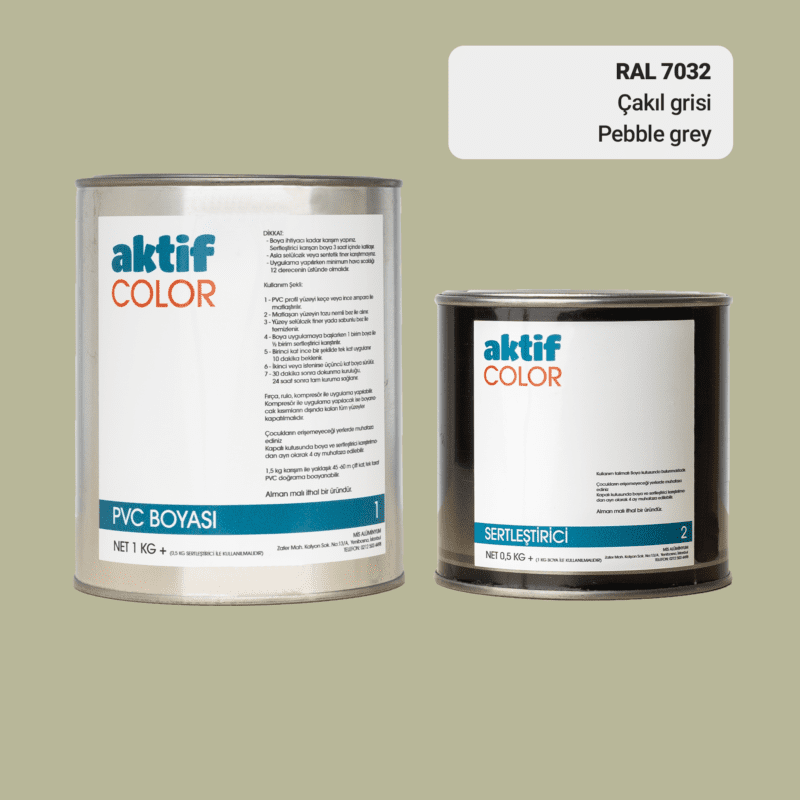 RAL 7032 - Çakıl Grisi / Aktif Color Pvc Boyası (Pimapen Boyası) 1,5 Kg / Gri Tonlar