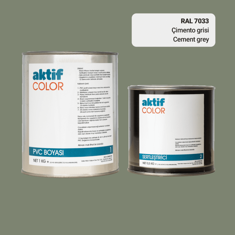 RAL 7033 - Çimento Grisi / Aktif Color Pvc Boyası (Pimapen Boyası) 1,5 Kg / Gri Tonlar