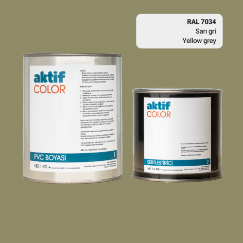 RAL 7034 - Sarı Gri / Aktif Color Pvc Boyası (Pimapen Boyası) 1,5 Kg / Gri Tonlar